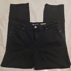 Style & Co Jeans Womens 14P Black Denim Straight Leg 34x27